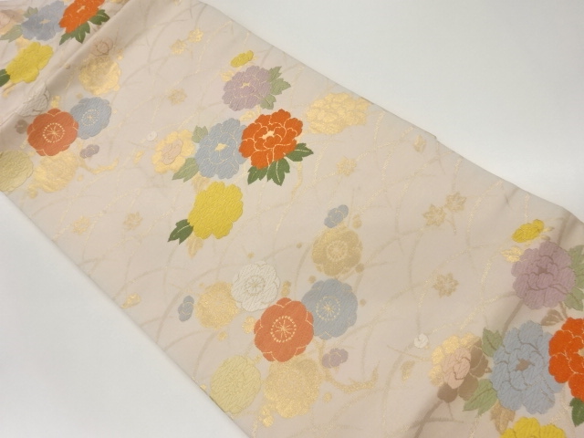 JAPANESE NAGOYA OBI / WOVEN FLOWERS